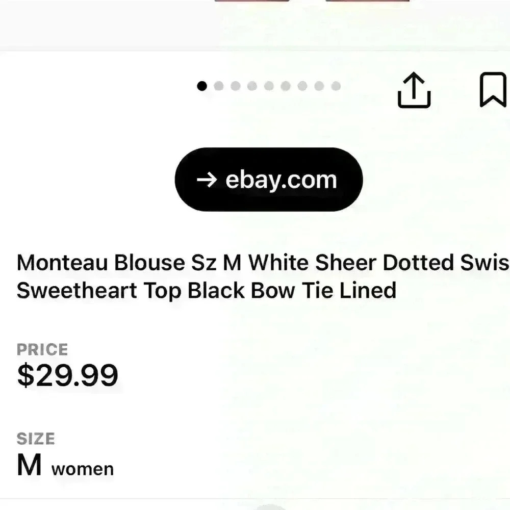 NWT Monteau Los Angeles Keyhole Tie Short Sleeve Swiss Dot Blouse Top. Size M - Picture 7 of 8